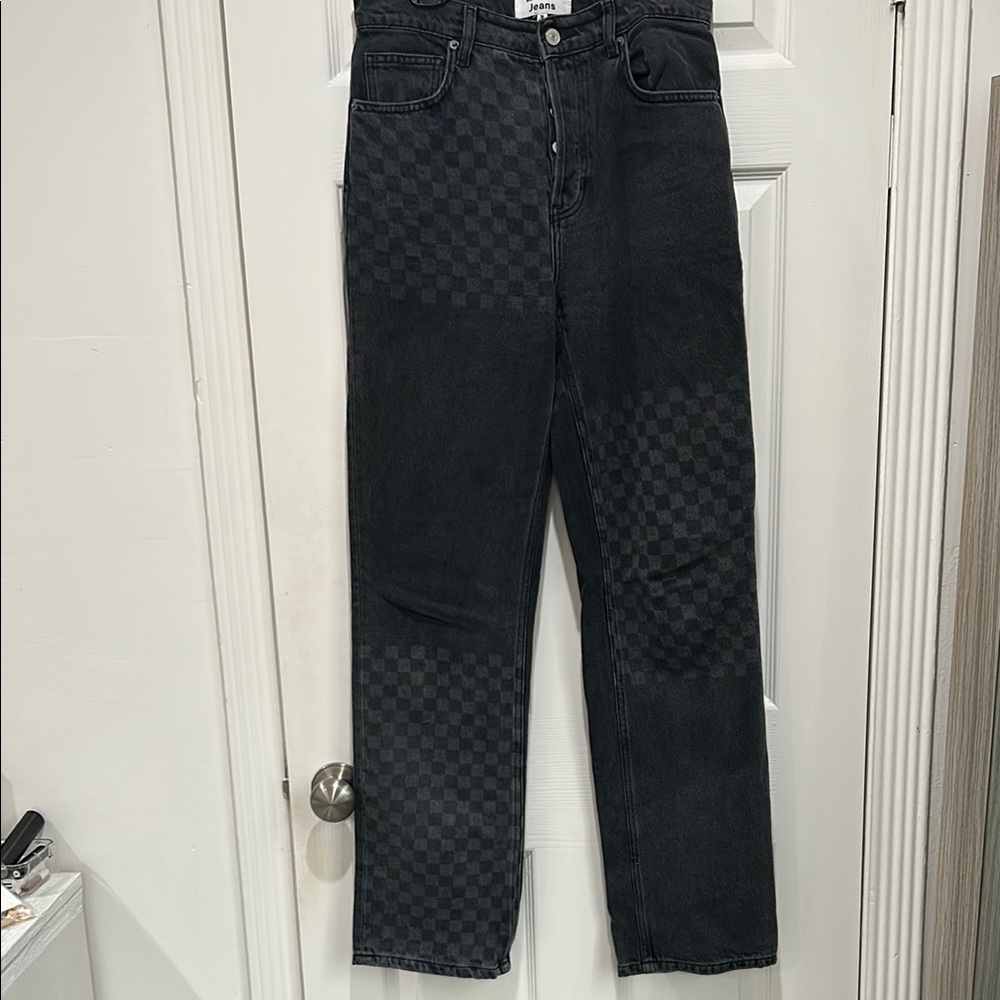 Reformation Checkered Black Jeans, size 28